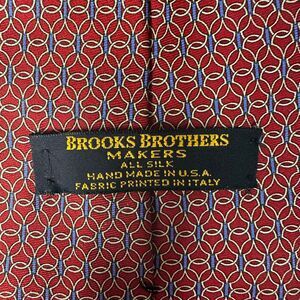 Brooks Brothers Makers All Silk Red Slate Blue Chain Necktie Tie 56L X 3.75W